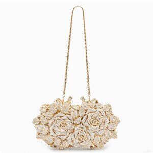 Verano Hill Cecilia Rose Diamonds Clutch Bag – Gold Rhinestone Purse